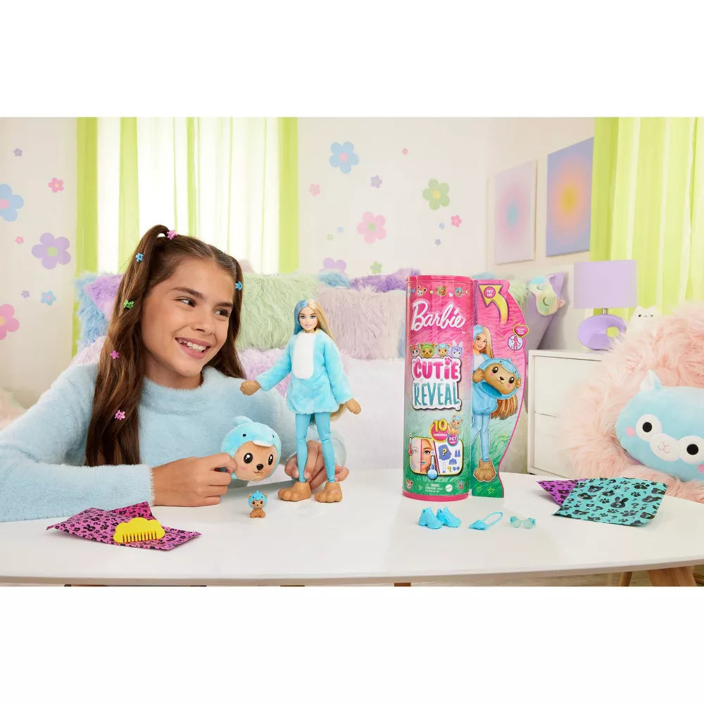 باربي دمية واكسسوارات كيوتي ريفيل الدولفين مع 10 مفاجآت دمية مع اكسسوارات Barbie