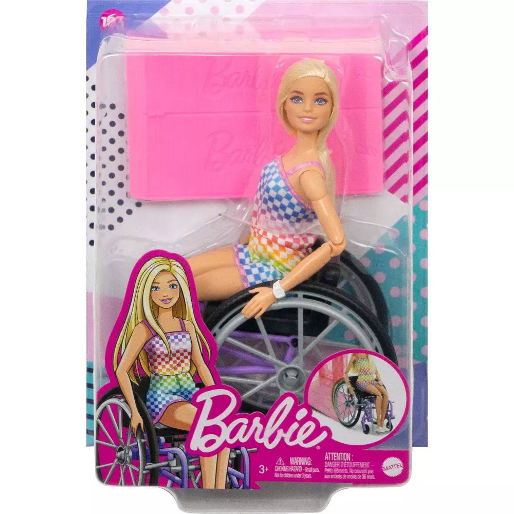 باربي دمية فاشونيستا مع كرسي متحرك ومنحدر دمية مع اكسسوارات Barbie