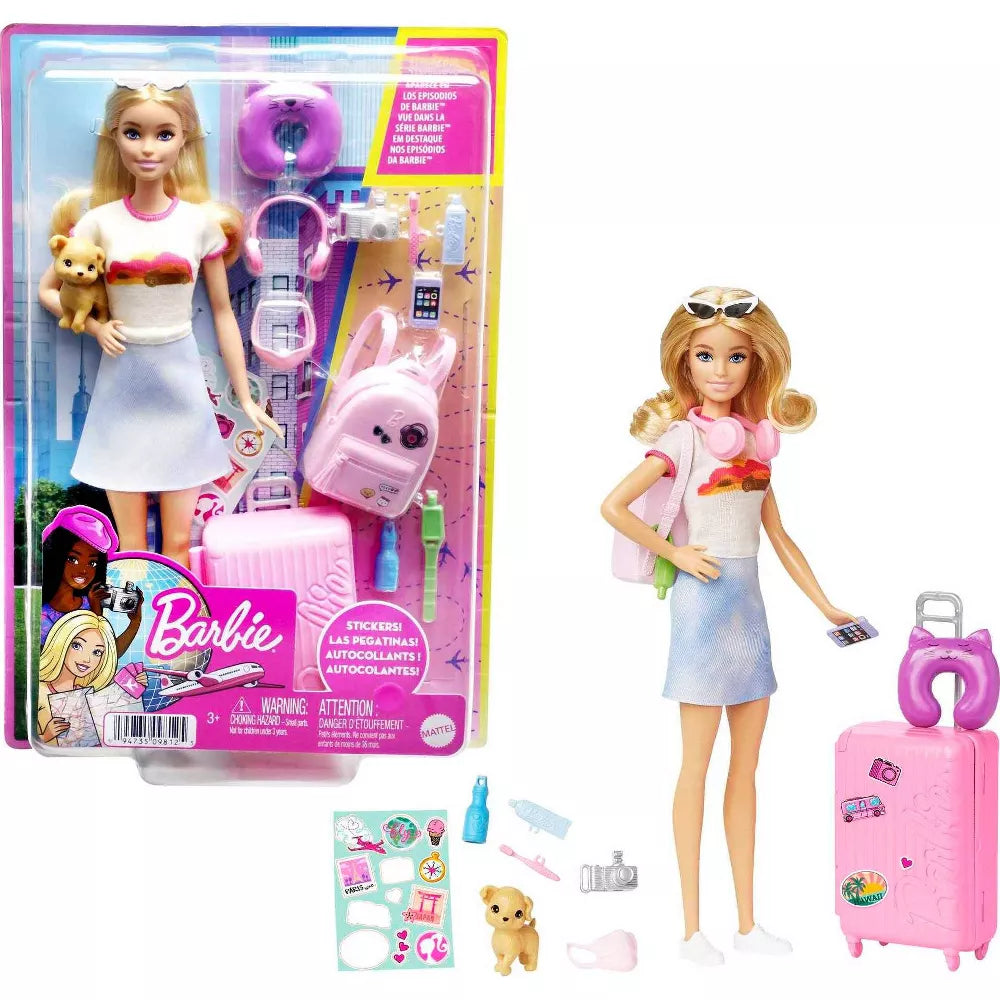باربي دمية واكسسوارات السفر ماليبو مع جرو دمية مع اكسسوارات Barbie