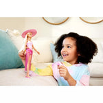 باربي دمية شقراء ببدلة سباحة بيضاء وزهرية دمية مع اكسسوارات Barbie