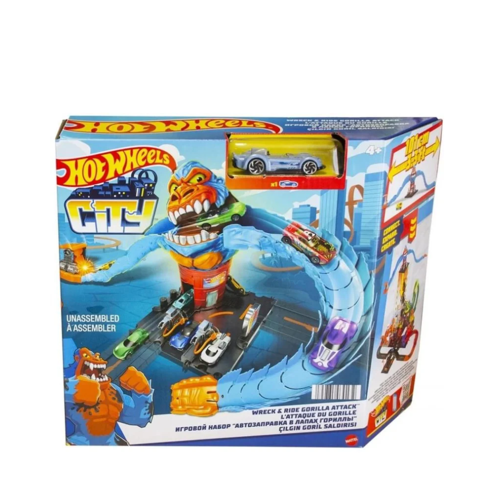 هوت ويلز لعبه حطام المدينة هجوم الغوريلا مركبات مع مسار HotWheels