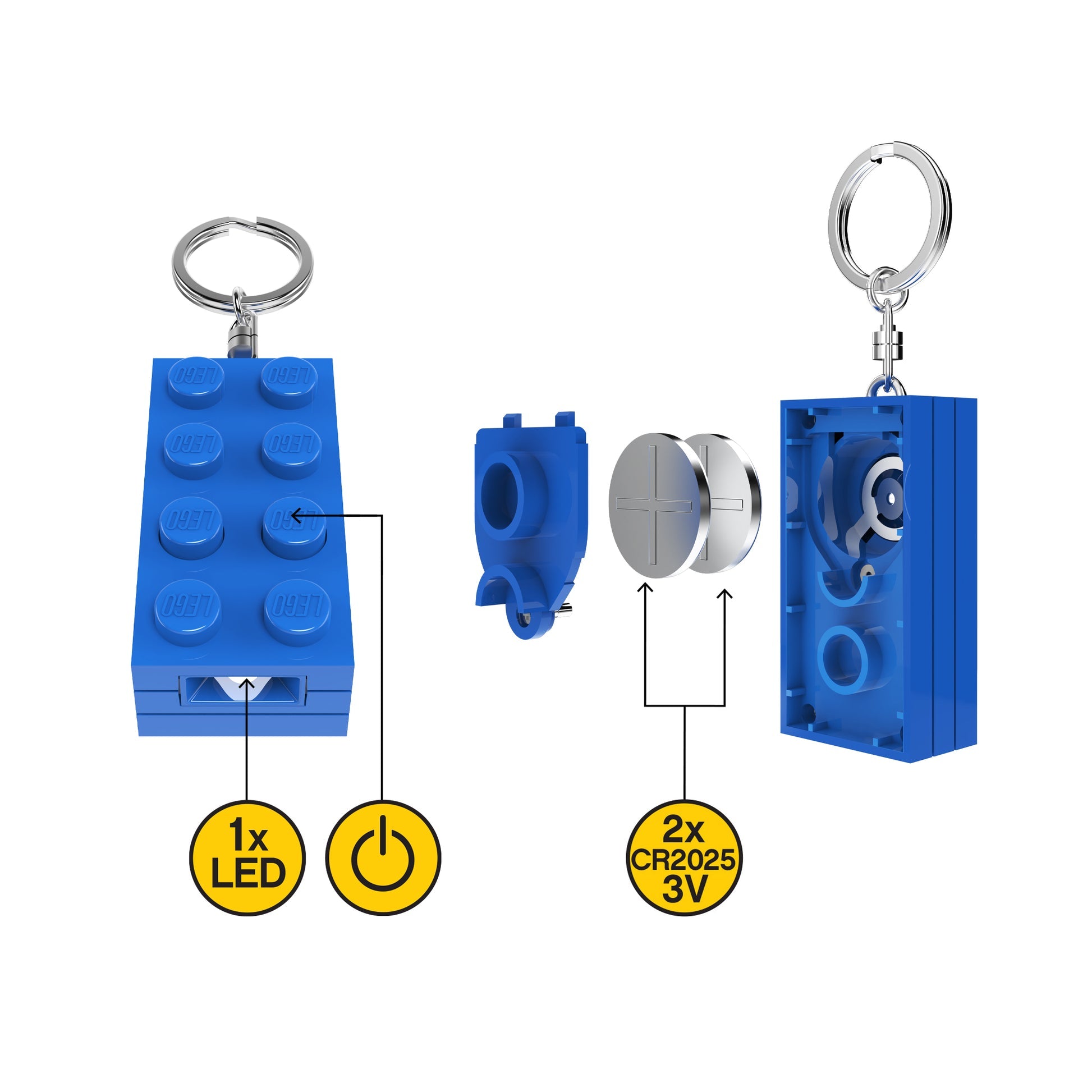 ليجو سلسلة مفاتيح مضيئة 8 سم زرقاء مكعبات التركيب LEGO