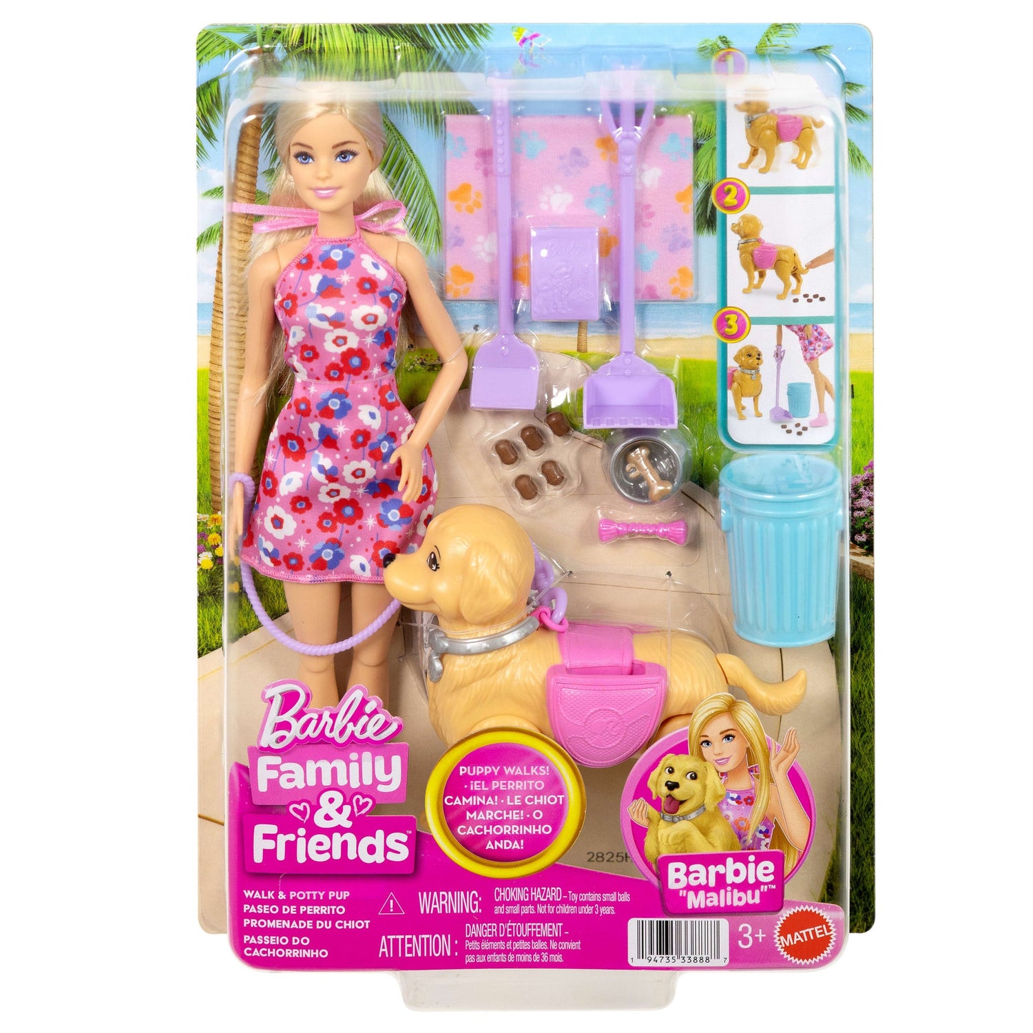 باربي فاميلي آند فريندز دمية ماليبو المشي والتنزه دمية مع اكسسوارات Barbie