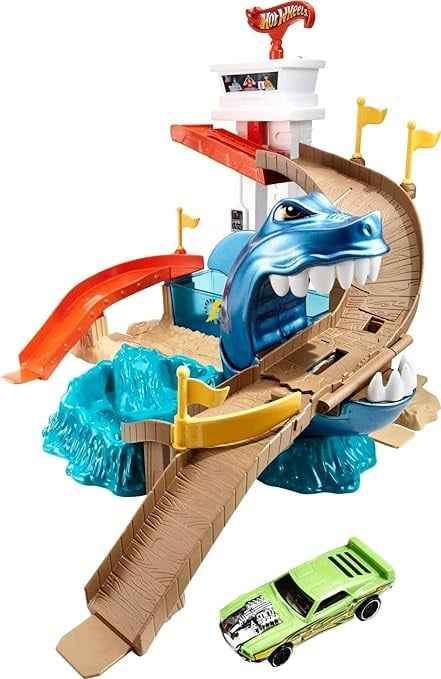 هوت ويلز لعبه تحدي القرش متغيرة الألوان مركبات مع مسار HotWheels
