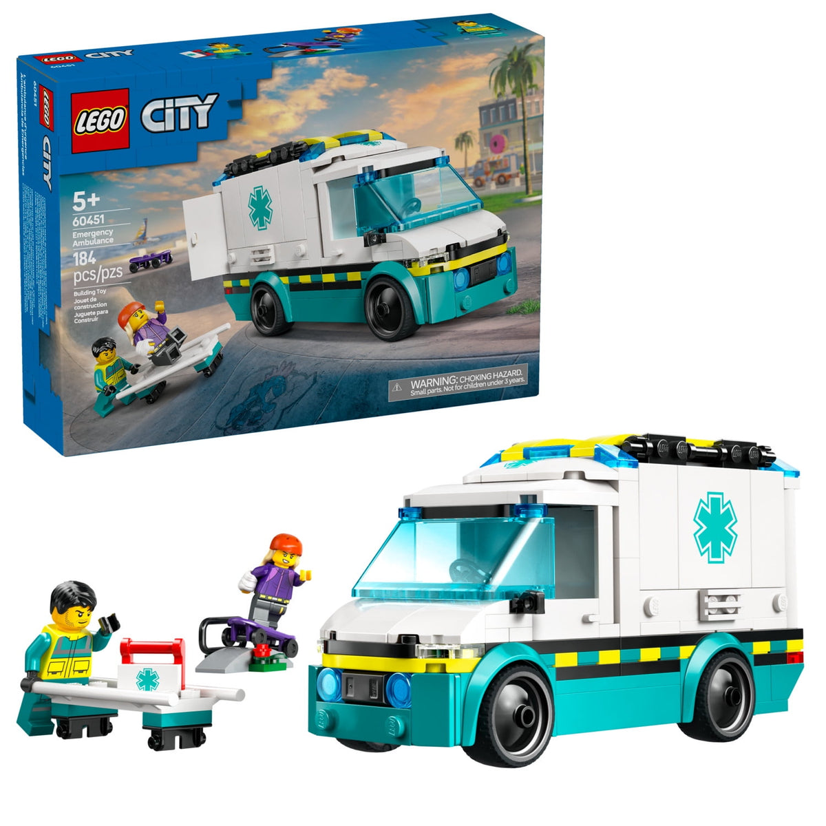 ليجو 60451 سيتي سيارة إسعاف الطوارئ مكعبات التركيب LEGO