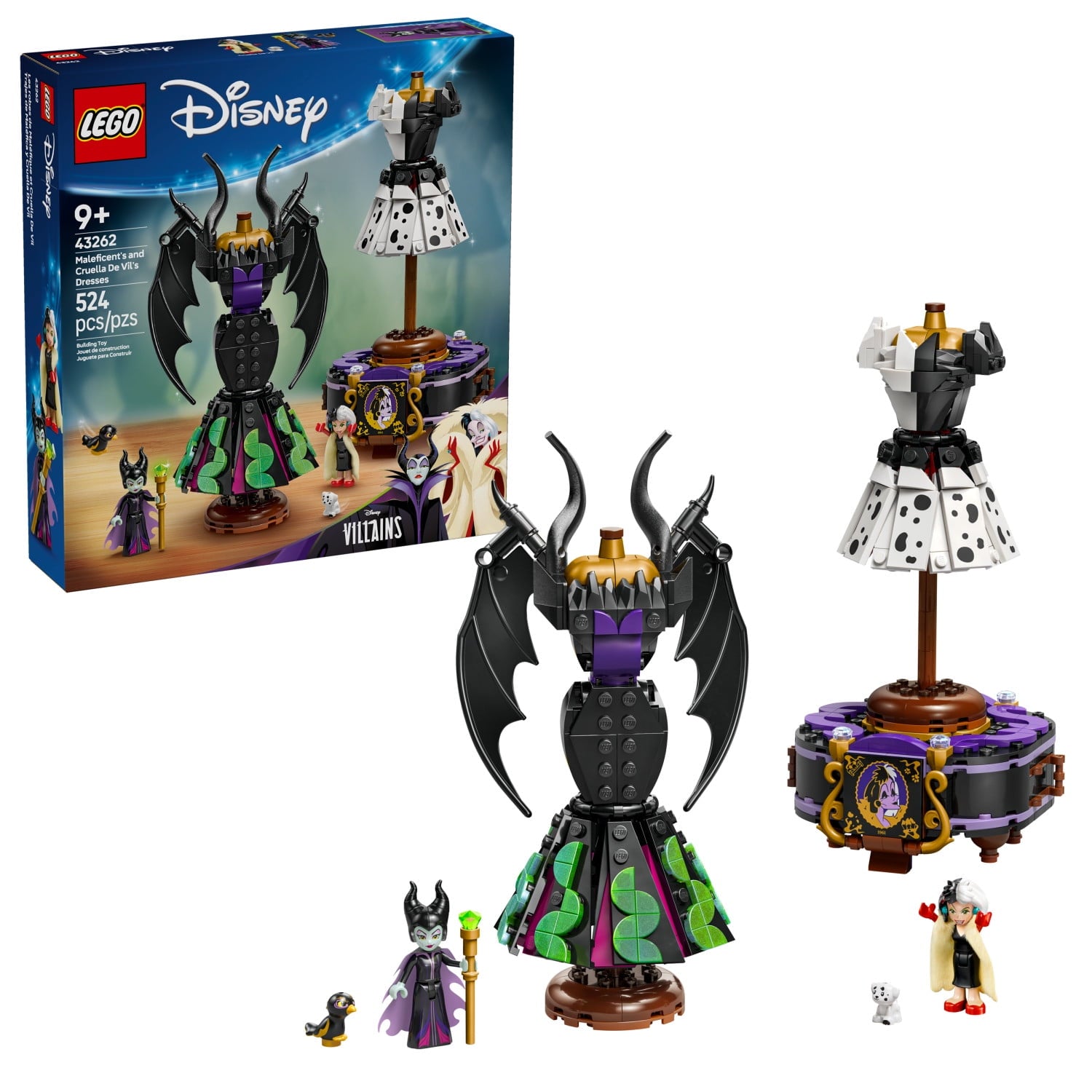 ليجو 43262 ديزني فساتين ماليفيسنت وكرويلا دي فيل مكعبات التركيب LEGO