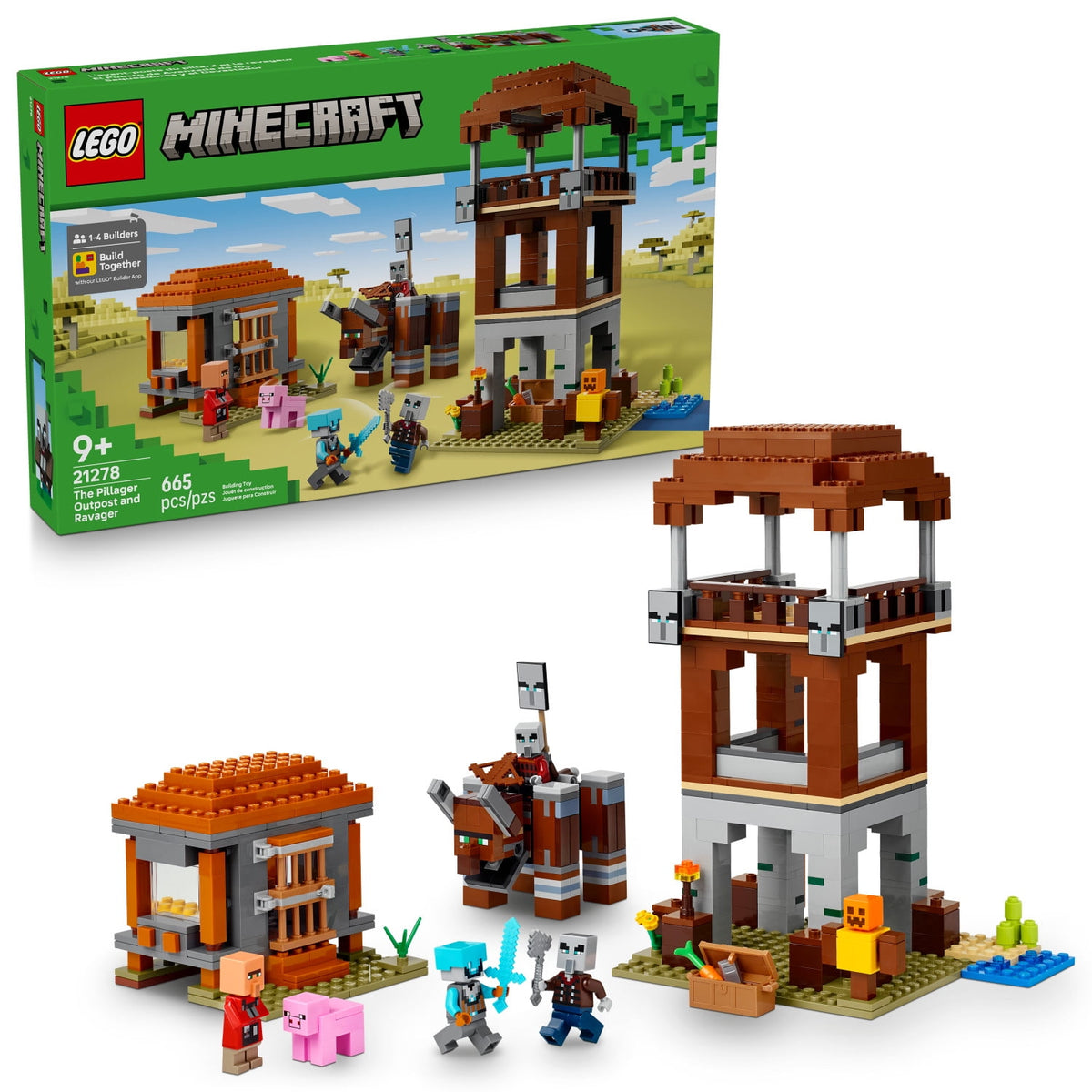 ليجو 21278 ماين كرافت الموقع الأمامي للناهب والوحش القروي مكعبات التركيب LEGO