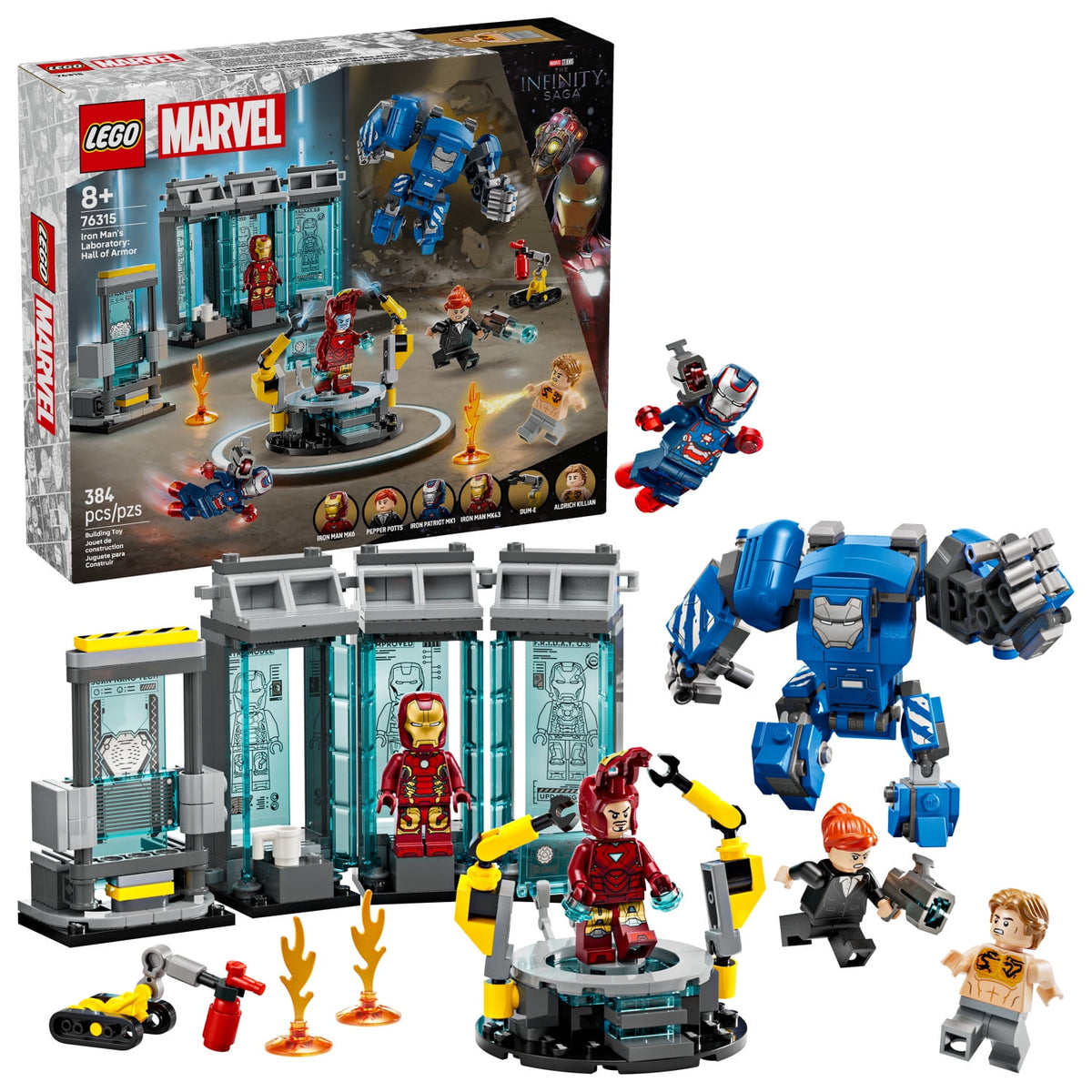 ليجو 76315 مارفل مختبر الرجل الحديدي قاعة الدروع مكعبات التركيب LEGO