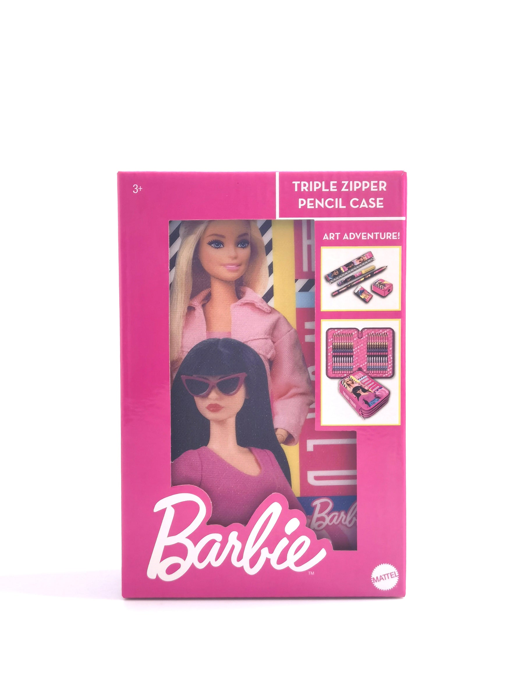 باربي مقلمية حافظة اقلام بسحاب ثلاثي رسم و تلوين Barbie