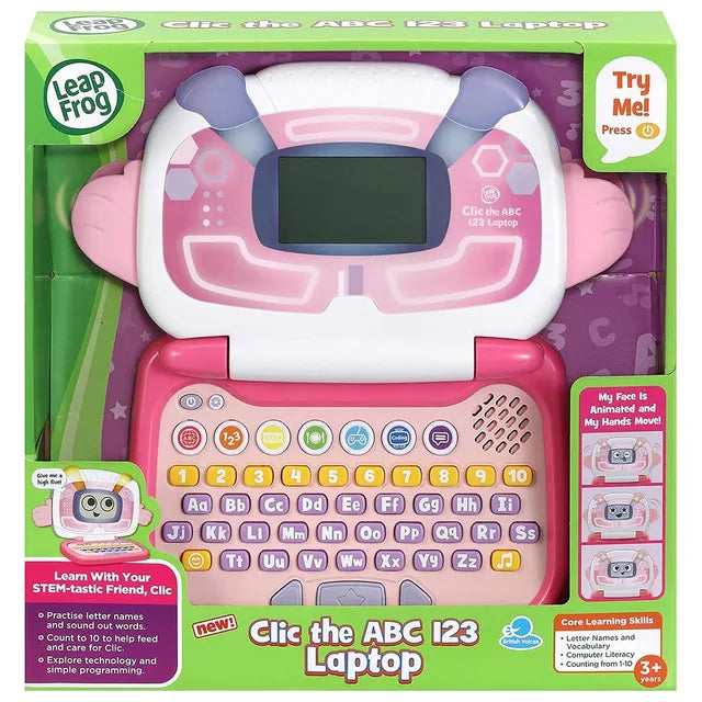 ليب فروغ لابتوب كليك لتعليم الأحرف والأرقام وردي تعليمي تفاعلي LeapFrog