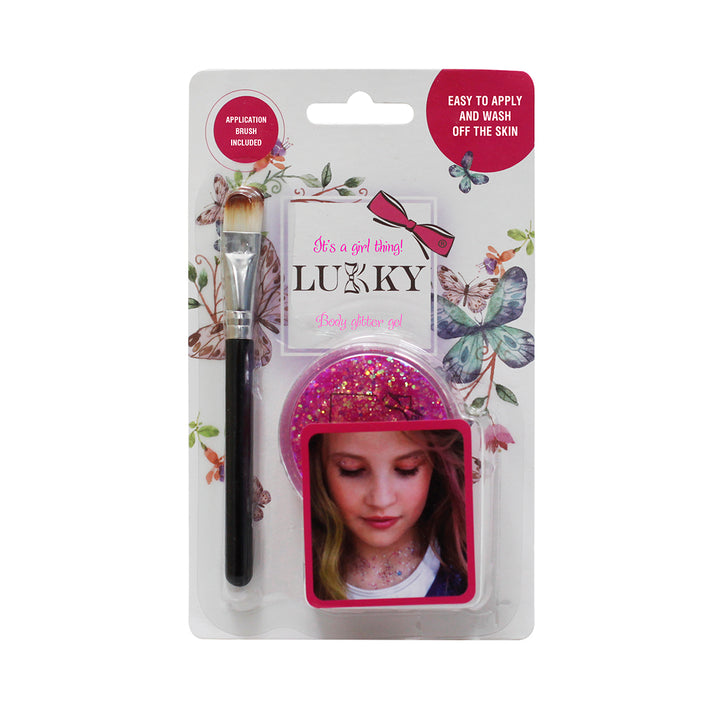 لوكي جل براق للجسم مع فرشاة وردي المكياج والتجميل LUKKY