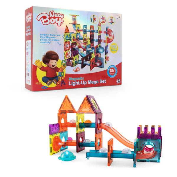 نيوبوي المجموعة المغناطيسية المضيئة الكبيرة 110 قطعة مكعبات المغناطيس NewBoy