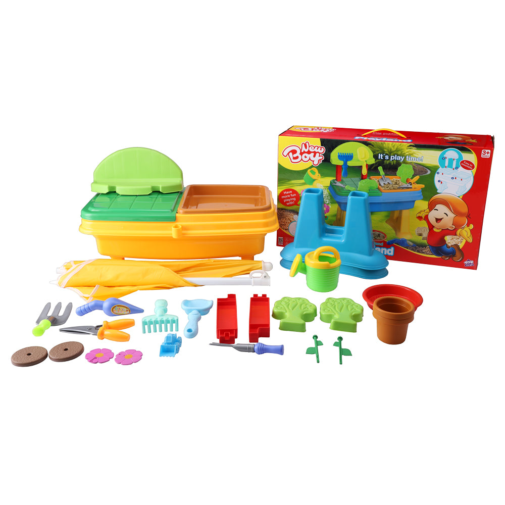 نيوبوي طاولة بناء الحديقة مع مظلة ألعاب الرمل والبحر NewBoy