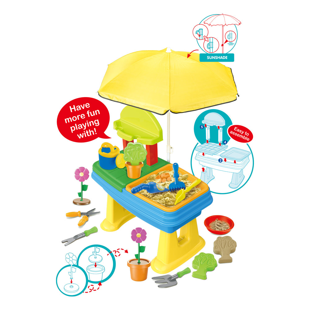 نيوبوي طاولة بناء الحديقة مع مظلة ألعاب الرمل والبحر NewBoy