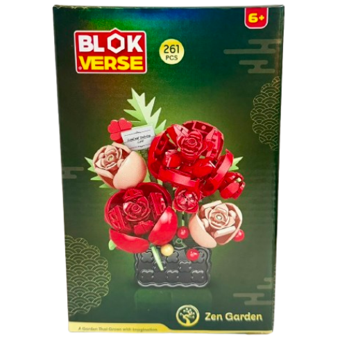 بلوك فيرس حديقة الزهور وردة حمراء 261 قطعة مكعبات التركيب BLOK VERSE