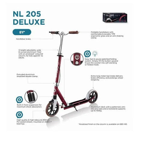 غلوبر سكوتر ون إن إل قابل للطي أحمر داكن سكوتر عجلتين GLOBBER