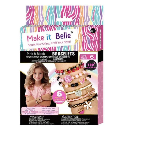 ميك ات بيل أساور وردية وسوداء الخرز والاكسسوارات Make It Belle