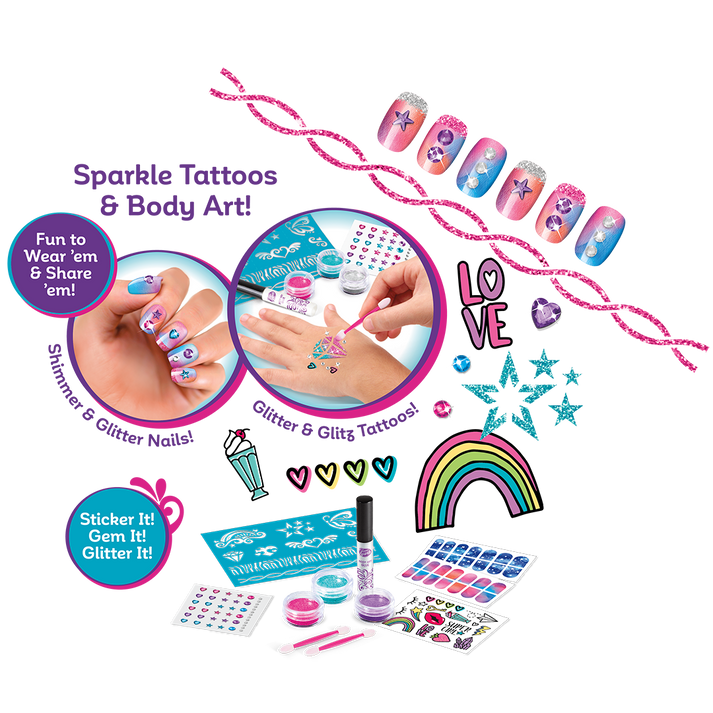 شيمر اند سباركل تاتو الجسم والأظافر اللامعة المكياج والتجميل Shimmer N Sparkle