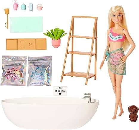 باربي دمية مع حوض استحمام و جرو دمية مع اكسسوارات Barbie