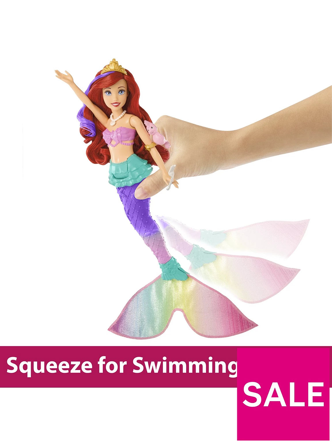 ديزني برينسس دمية الأميرة ارييل ليتل ميرميد للسباح وفرس البحر دمية مع اكسسوارات Disney