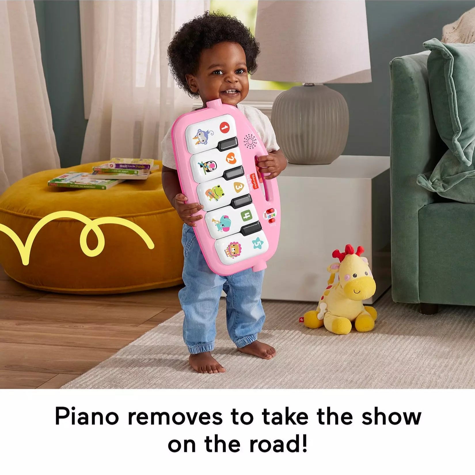 فيشر برايس مفرش اطفال مع بيانو وردي بساط للمواليد Fisher-Price