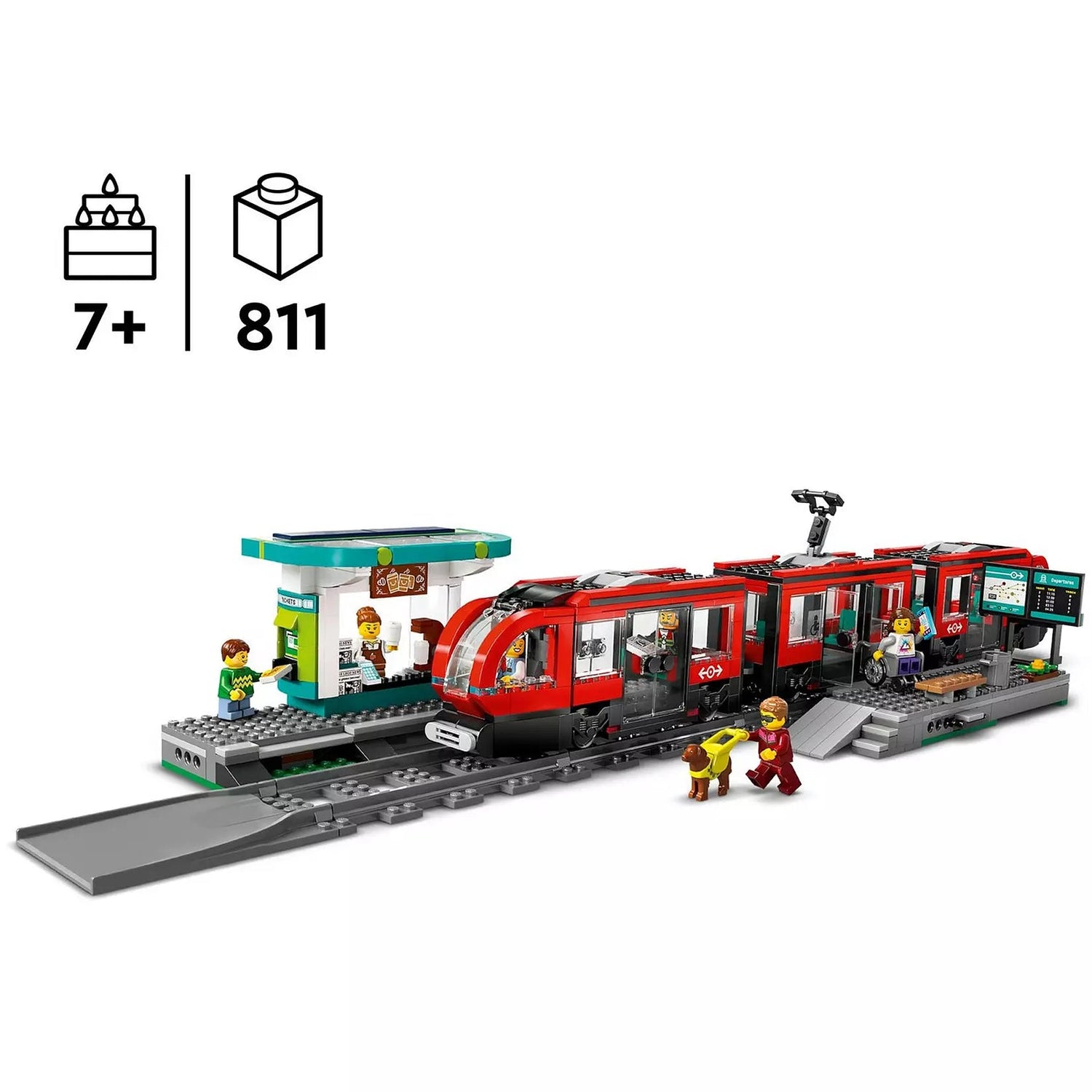 ليجو سيتي بناء مركبة ترام ومحطة سيتي داون تاون مكعبات التركيب LEGO