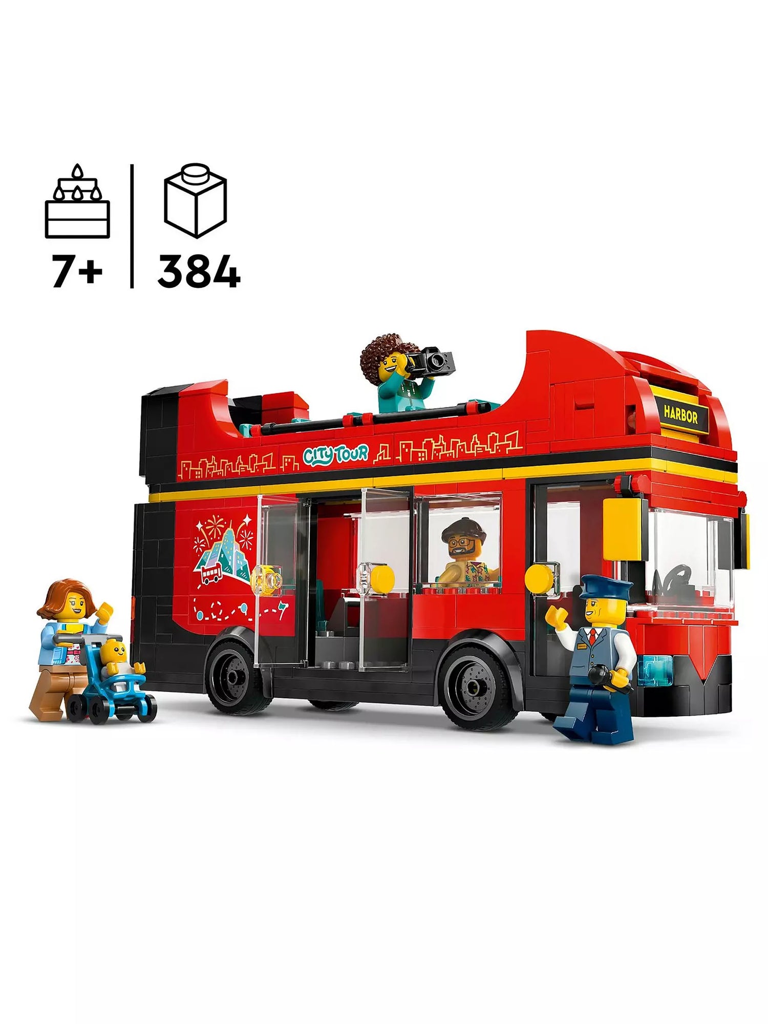 ليجو سيتي لعبة حافلة لمشاهدة معالم المدينة بطابقين مكعبات التركيب LEGO