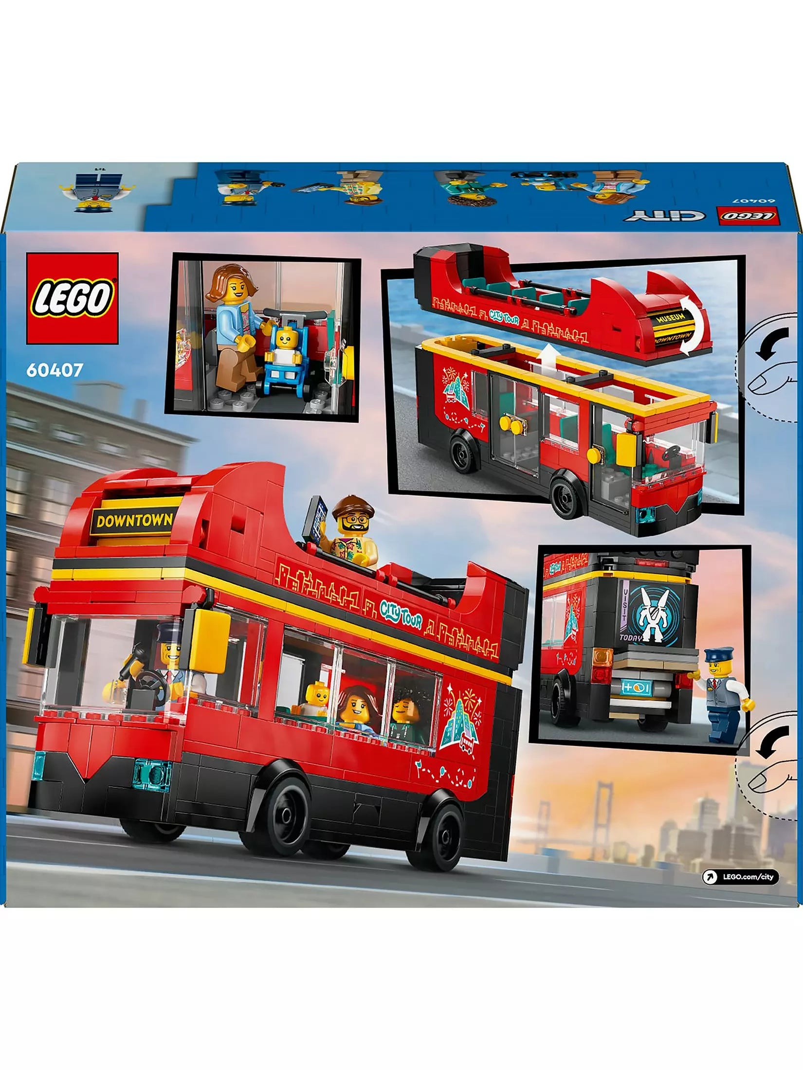 ليجو سيتي لعبة حافلة لمشاهدة معالم المدينة بطابقين مكعبات التركيب LEGO