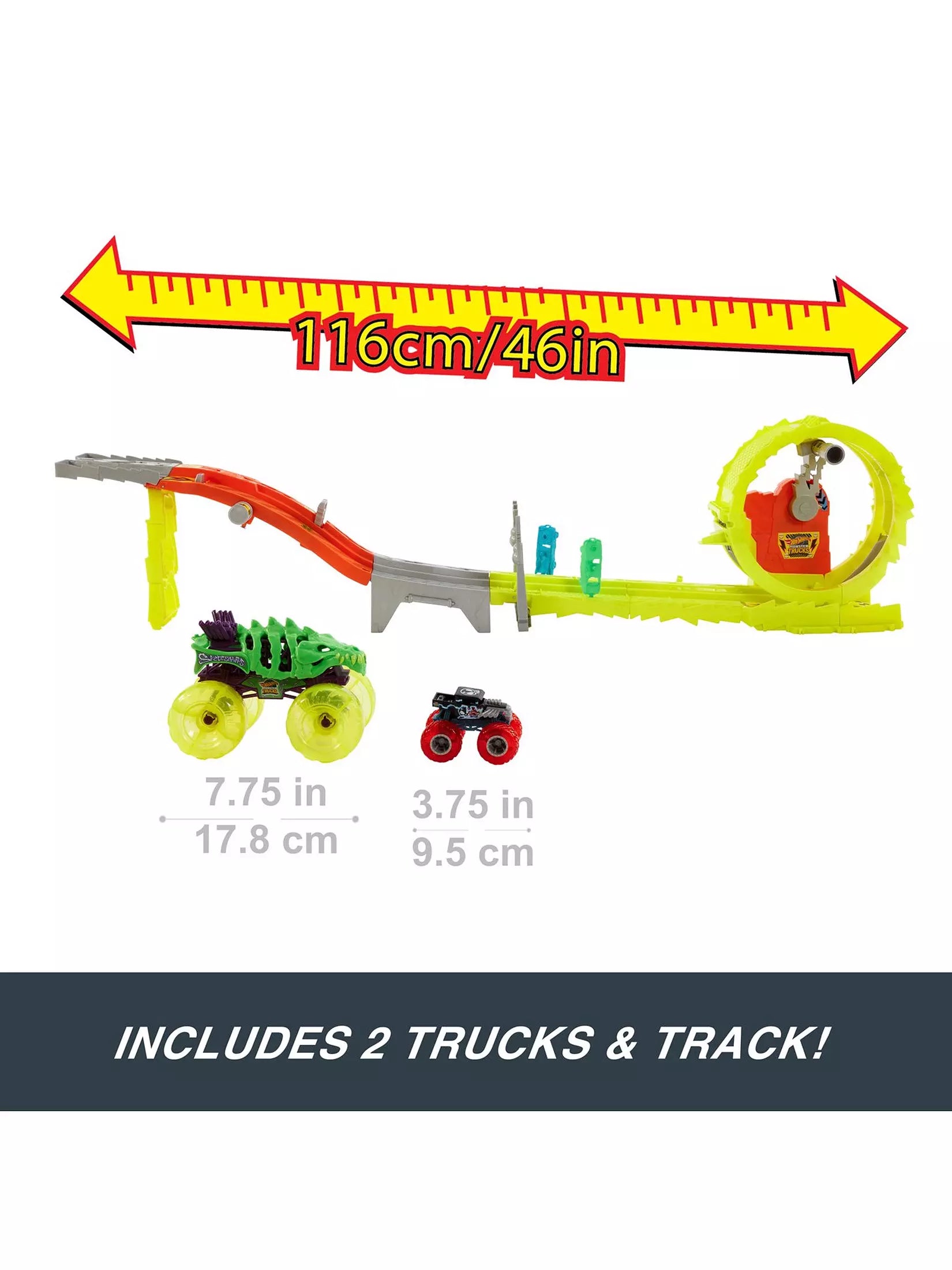 هوت ويلز لعبة تحدي سباق ومطاردة الشاحنات الوحشية مركبات مع مسار HotWheels