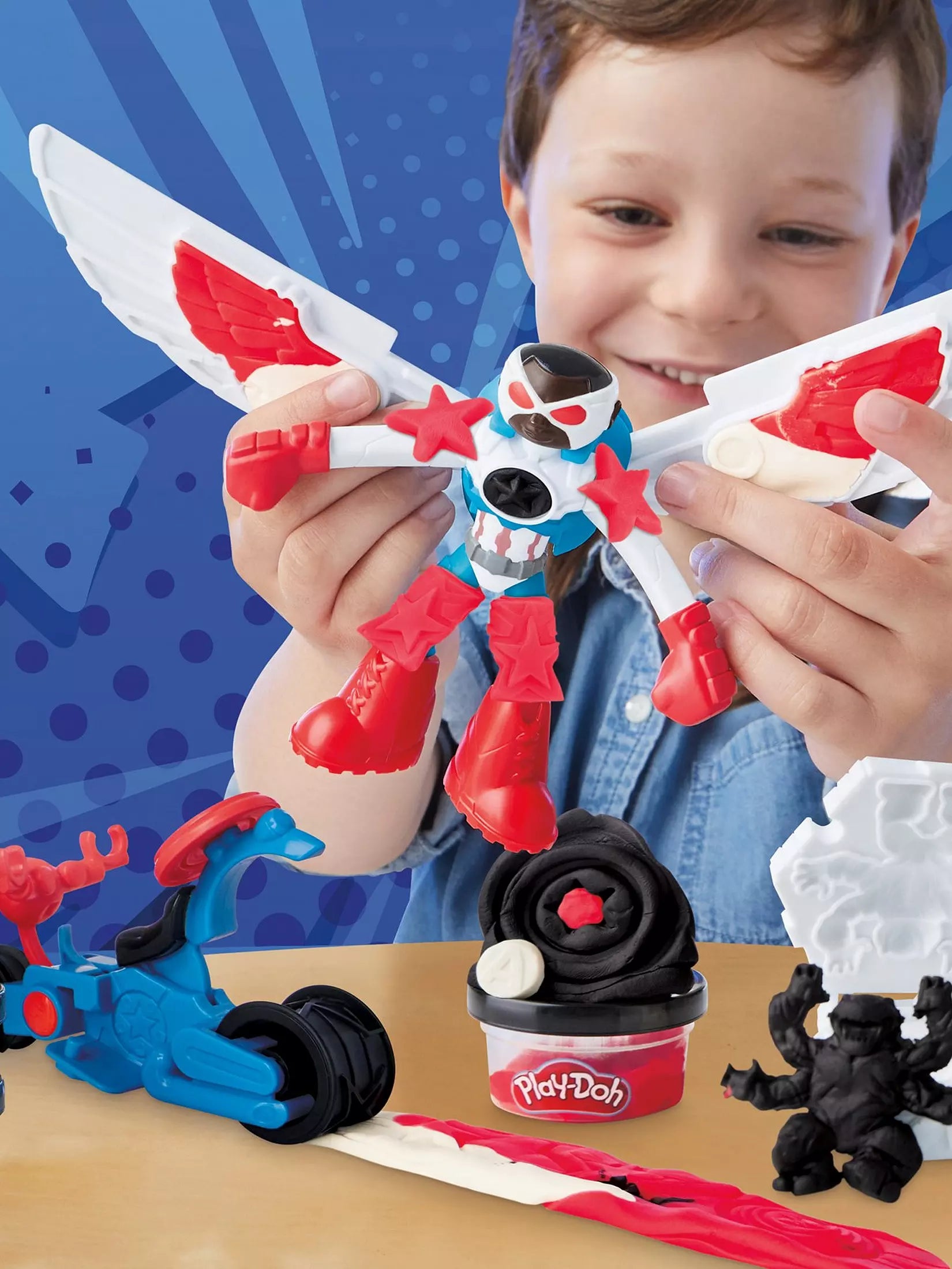 بلاي دوه قطاعة موتو كابتن امريكا الصلصال والمعجون Play-Doh