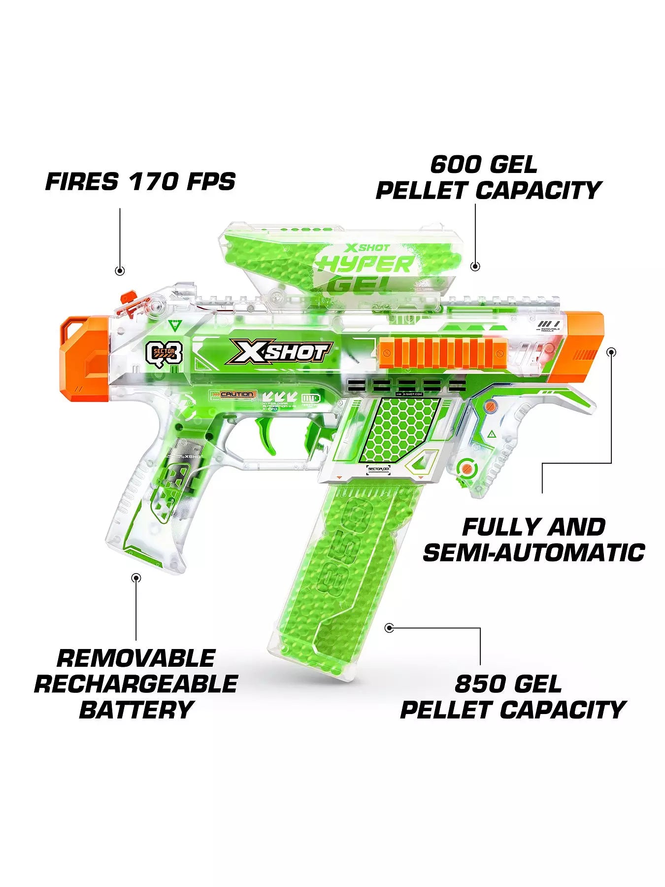 اكس شوت هايبر جل المتوهج 5000 طلقة الضربة الليلية مسدسات مطاطية Zuru