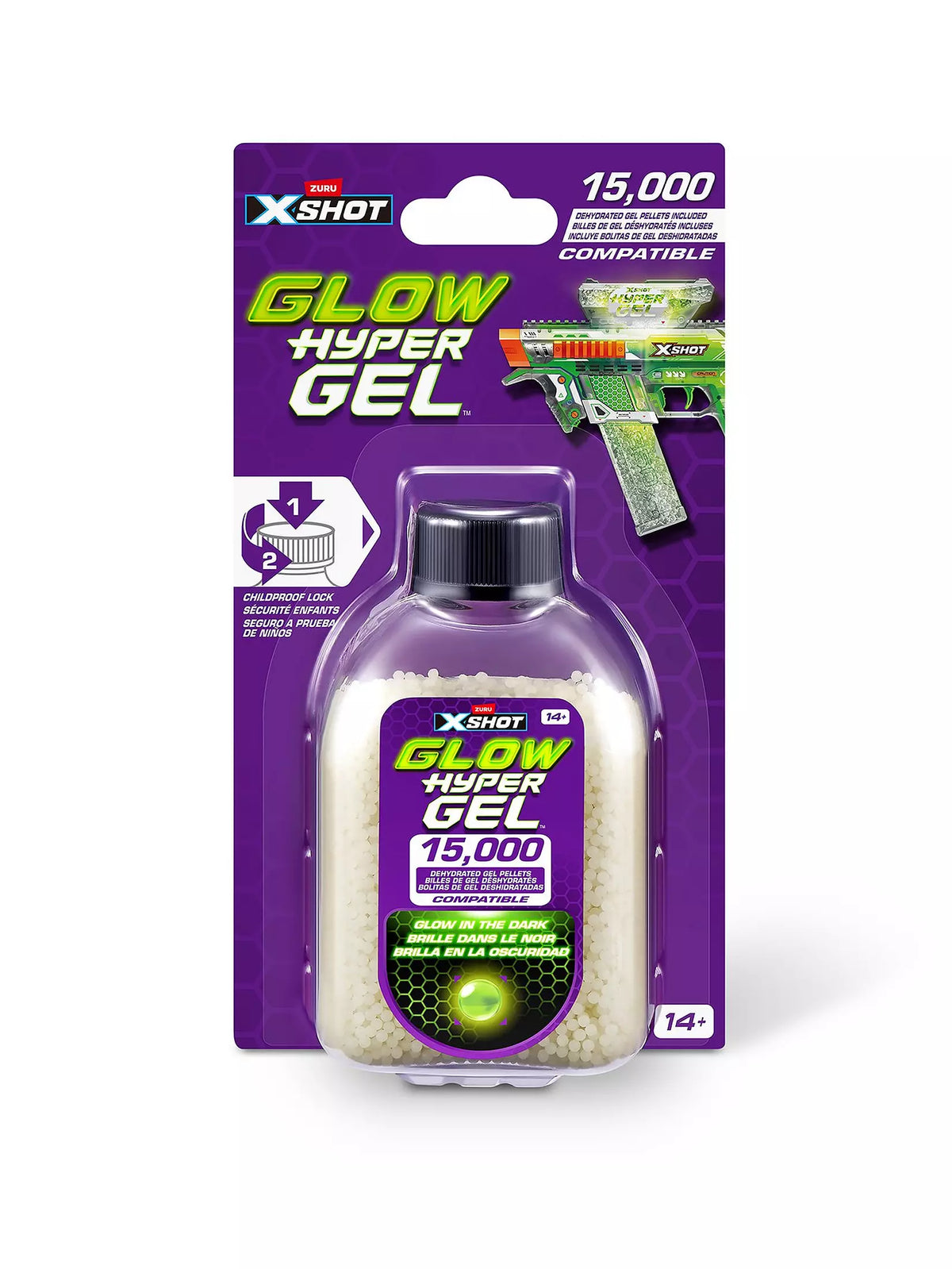 اكس شوت جل حبيبات 15000 مضيئة في الظلام مسدسات مطاطية Zuru
