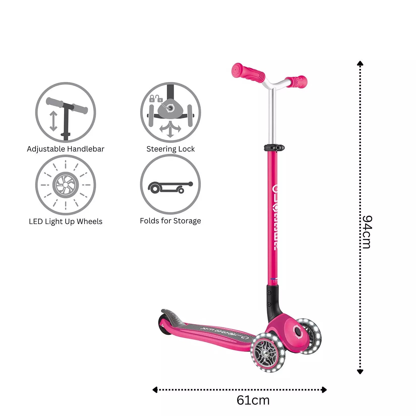 غلوبر سكوتر ماستر لايتس وردي 3 عجلات سكوتر 3 عجلات GLOBBER