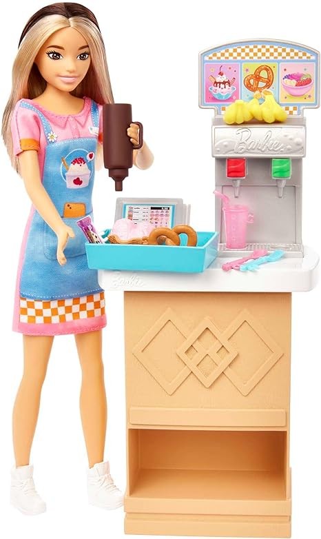 باربي دمية سكيبر مع طاولة ومثلجات دمية مع اكسسوارات Barbie
