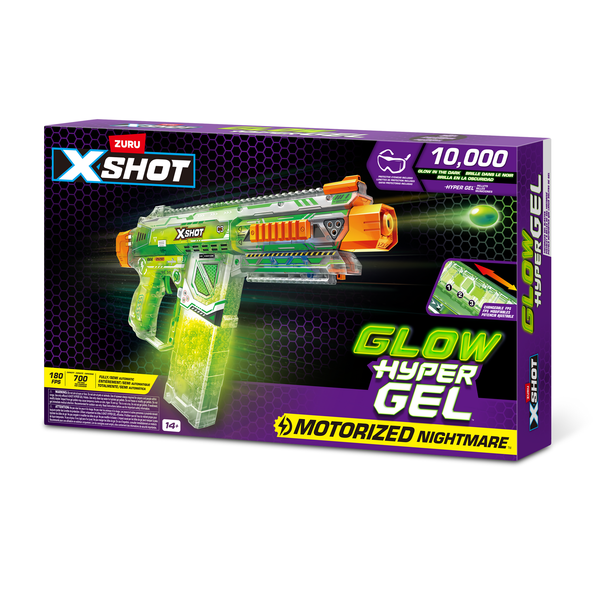 اكس شوت هايبر جل المتوهج 10000 طلقة الضربة الليلية مسدسات مطاطية Zuru