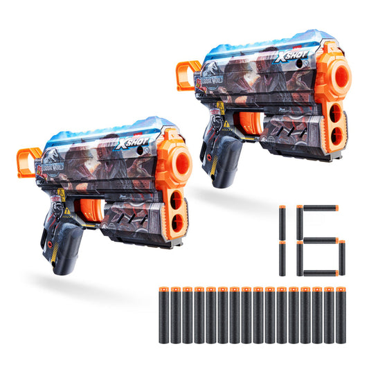 اكس شوت مسدس جلود جوراسيك فلوكس قطعتين مسدسات مطاطية Zuru