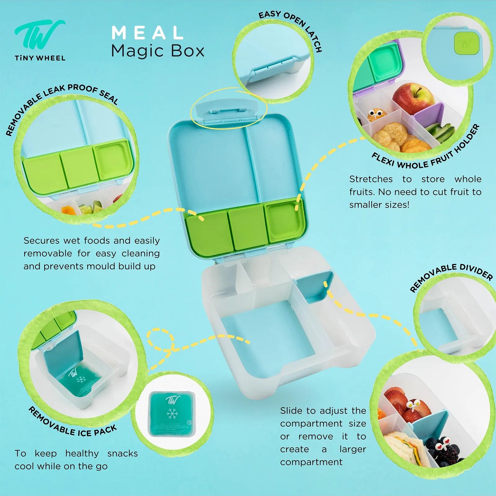 تايني ويل صندوق وجبات ماجيك بوكس وردي أدوات مدرسية Tiny Wheel