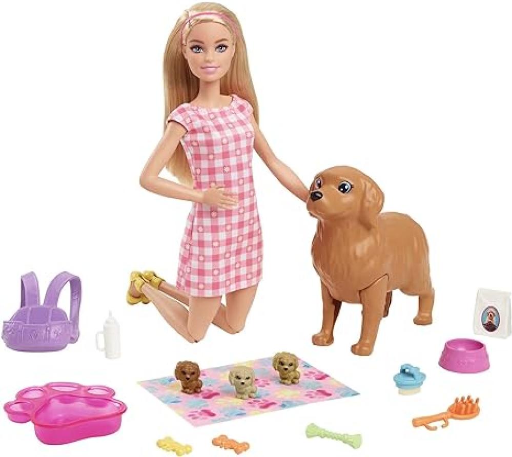 باربي دمية الجراء حديثي الولادة دمية مع اكسسوارات Barbie