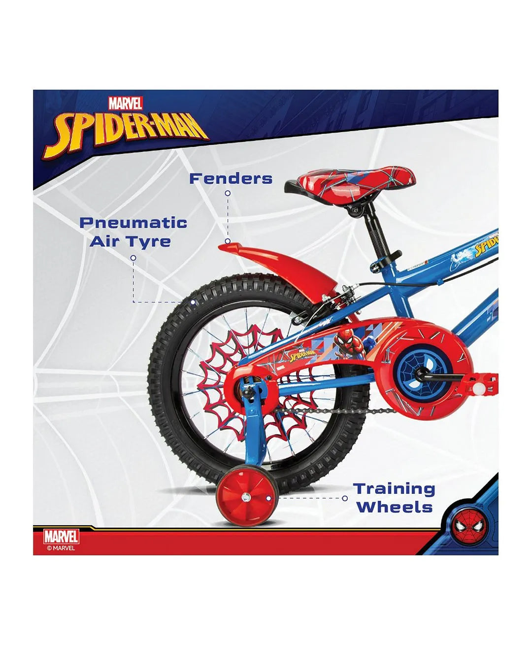 سبارتان دراجة سبايدر مان ازرق و احمر مقاس 12 دراجة 2 عجلة SPARTAN