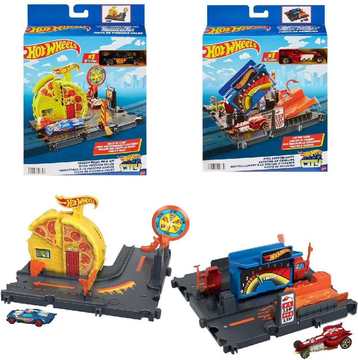 هوت ويلز مجموعة السكك اشكال متنوعة مركبات مع مسار HotWheels