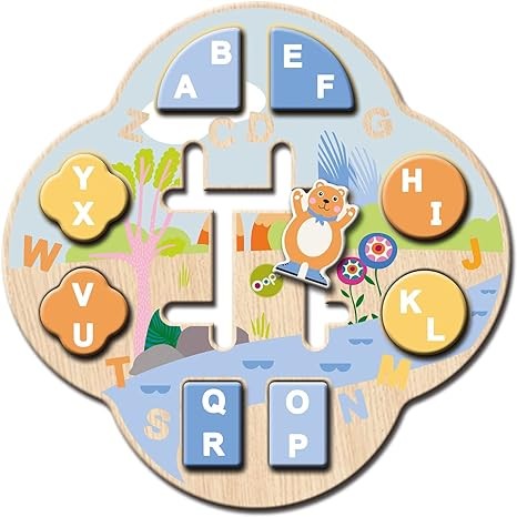 أووبس مجموعة الألعاب الخشبية مع مكعبات الحروف الأبجدية والدب
