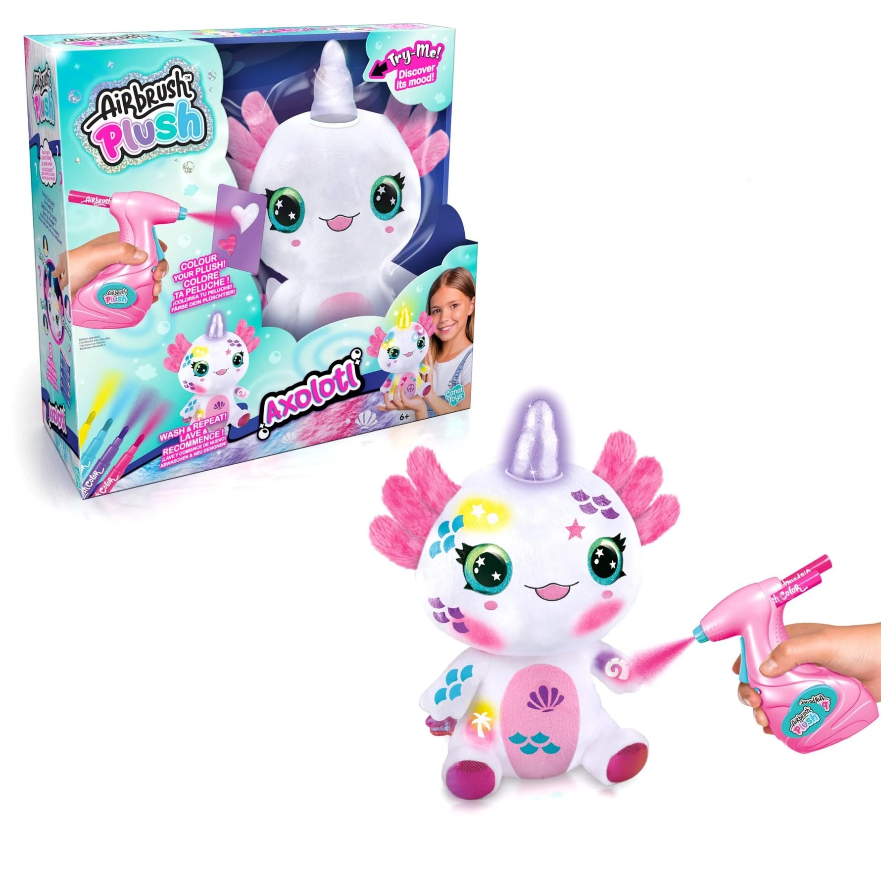 اير برش دمية الأكسولوتل رسم و تلوين Airbrush Plush