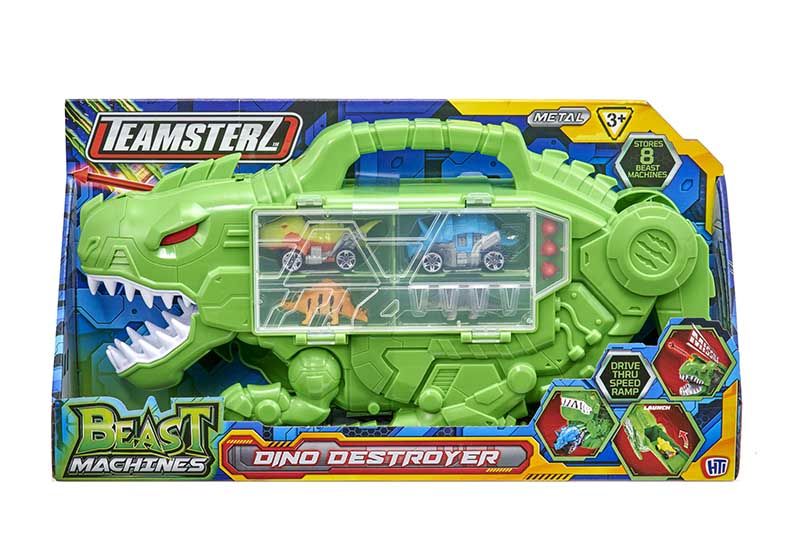 تيمسترز لعبة مركبة الديناصور المدمرة خضراء ناقلة سيارات Teamsterz