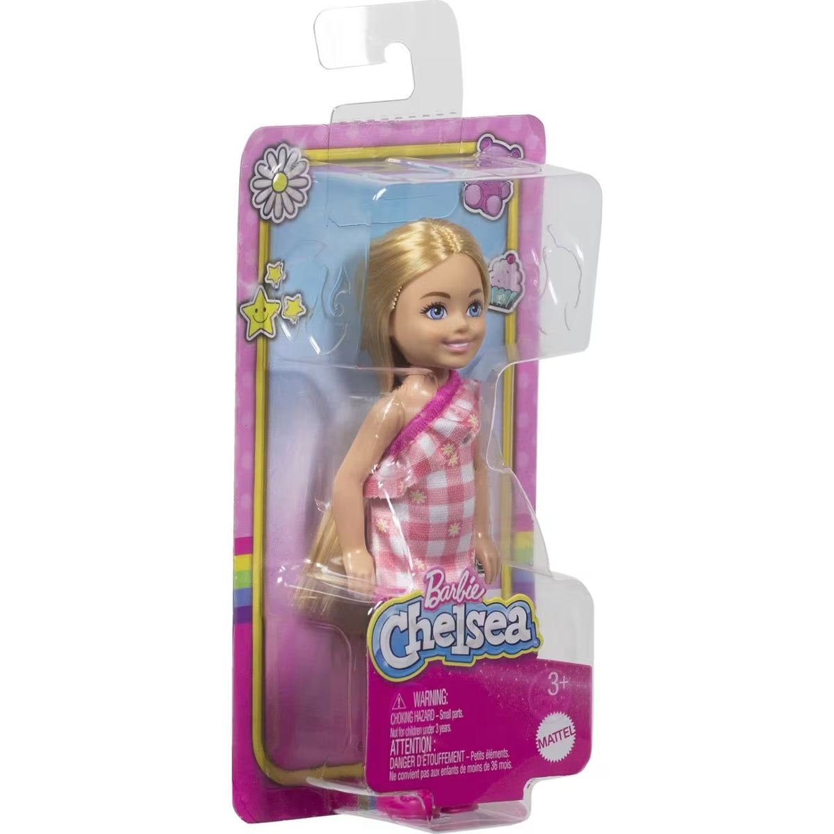 باربي دمية تشيلسي مع فستانًا كاروهات دمى الشخصيات Barbie