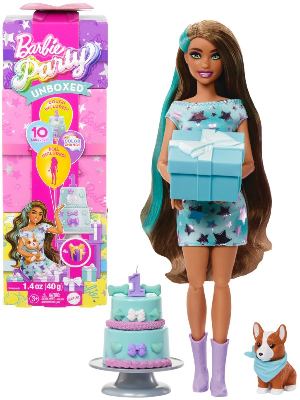 باربي حفلات عيد ميلاد الحيوانات الأليفة أزرق دمية مع اكسسوارات Barbie