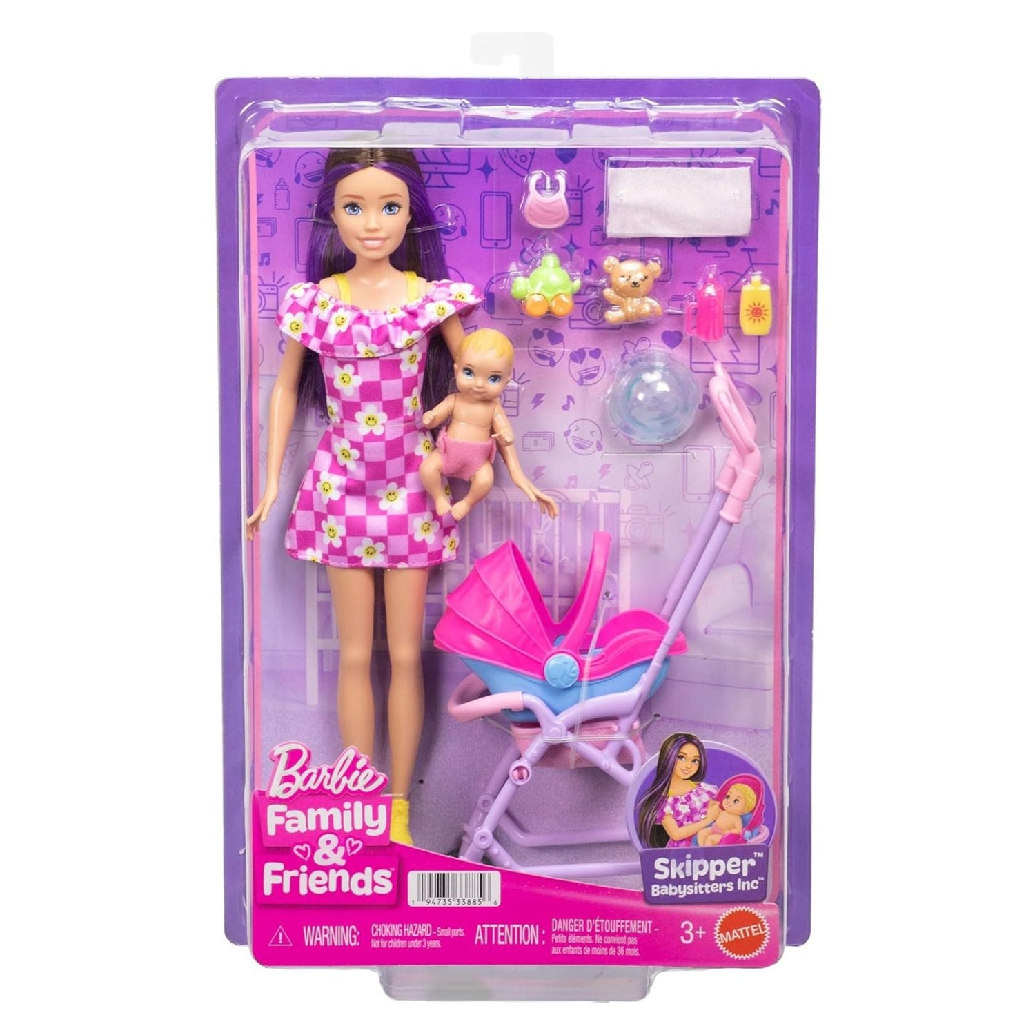 باربي سكيبر فاميلي آند فريندز دمية جليسة الأطفال دمية مع اكسسوارات Barbie