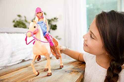 باربي دمية وحصان أشقر الشعر دمية مع اكسسوارات Barbie