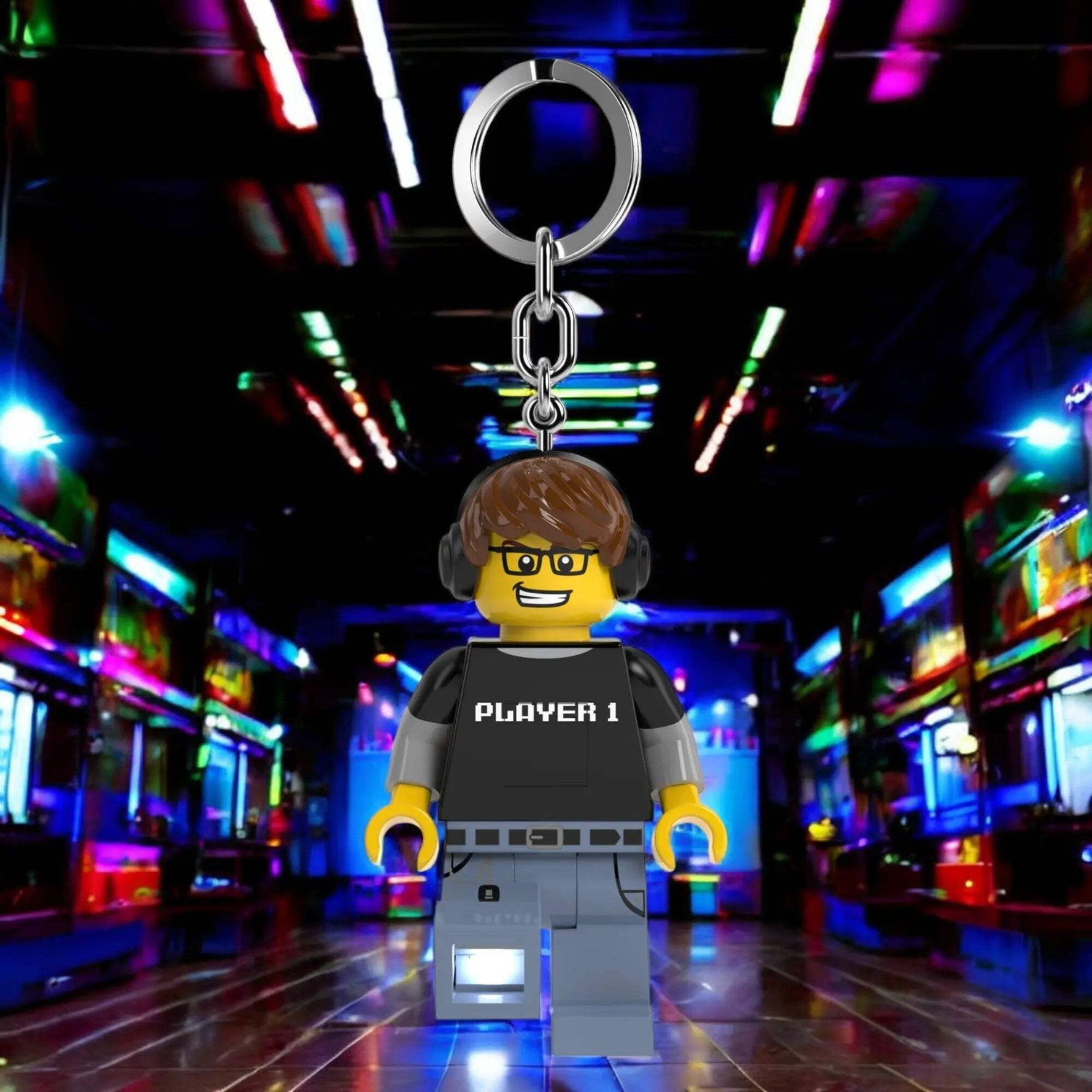 ليجو اي كيو سلسلة مفاتيح رجل ألعاب الفيديو مكعبات التركيب LEGO