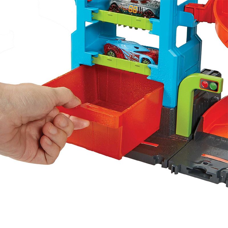 هوت ويلز سيتي ميجا مغسله السيارات مع تغيير الألوان مركبات مع مسار HotWheels