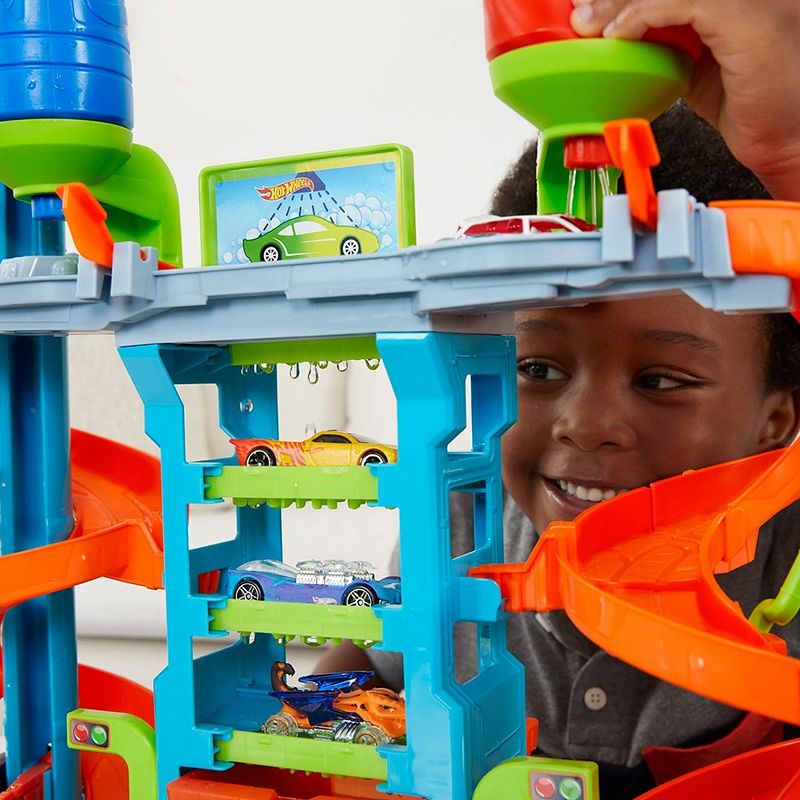 هوت ويلز سيتي ميجا مغسله السيارات مع تغيير الألوان مركبات مع مسار HotWheels